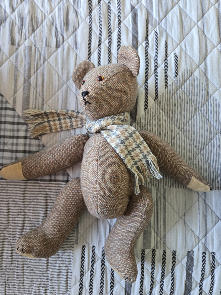 Brown Tweed Teddy Bear with Scarf - photo 2