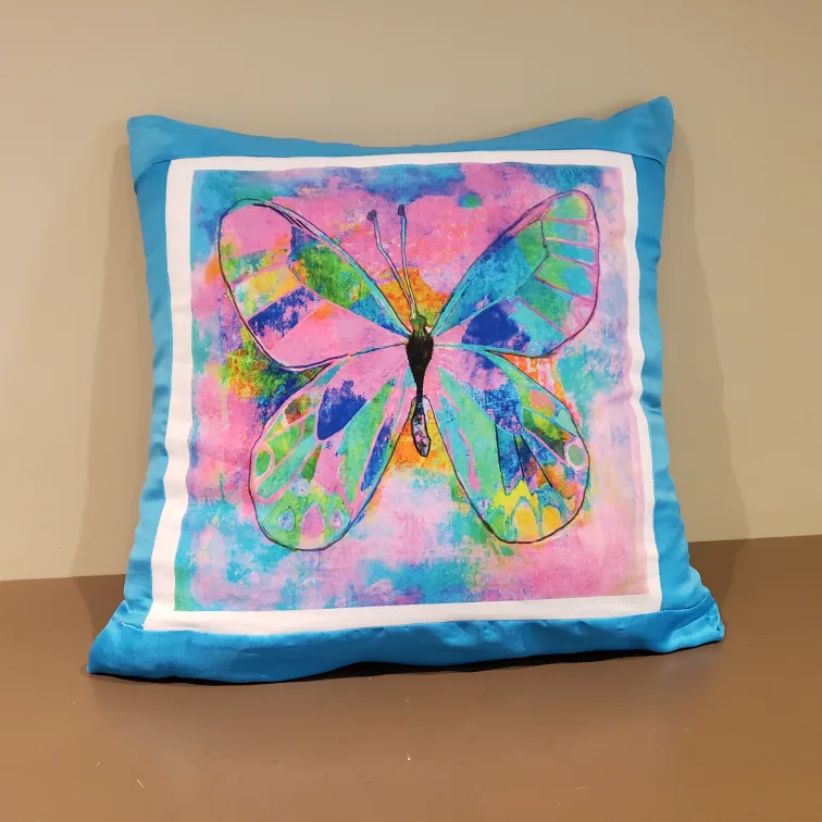 Butterfly Print Throw Pillow - Turquoise thumbnail