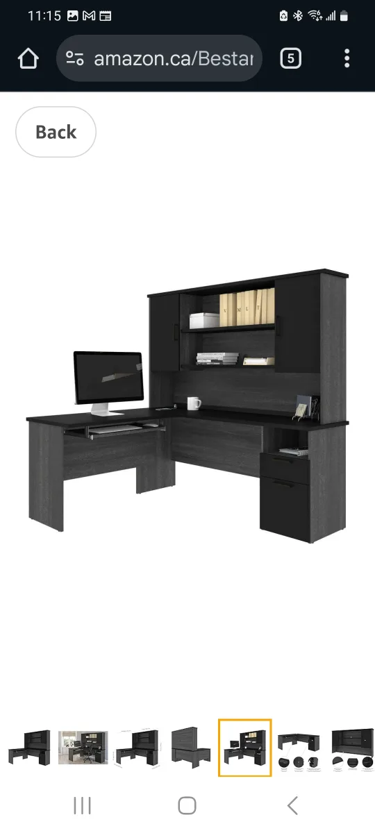 Bestar Hampton L-Shaped Desk with Hutch thumbnail