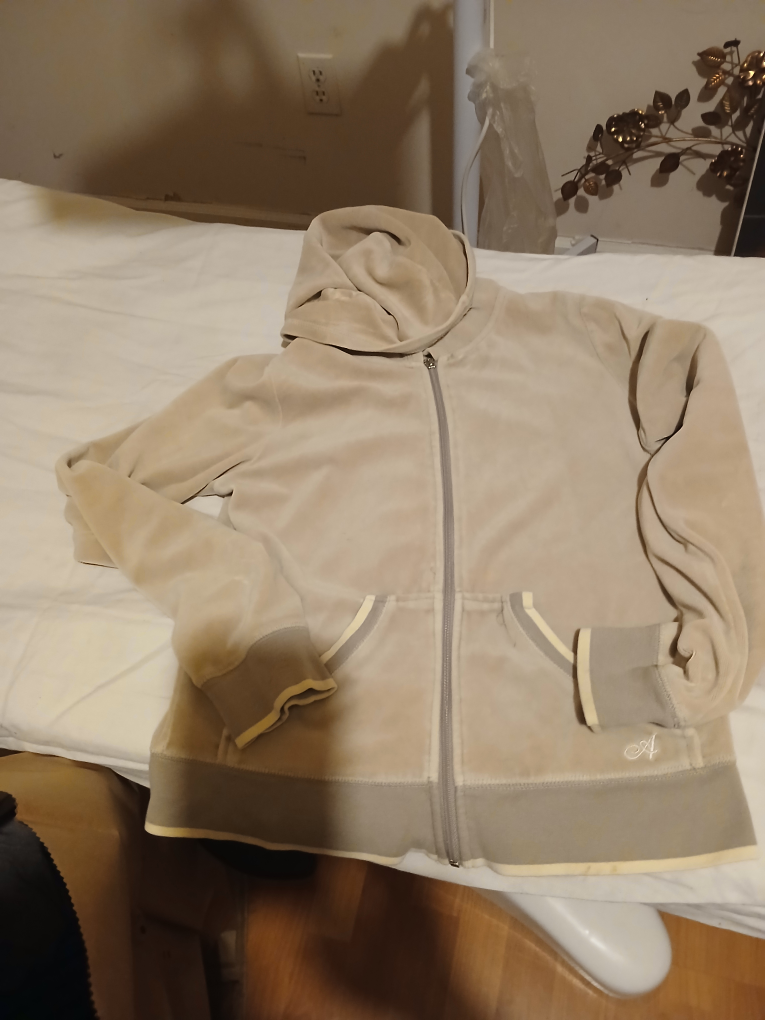 Aéropostale Beige Velour Zip-Up Hoodie