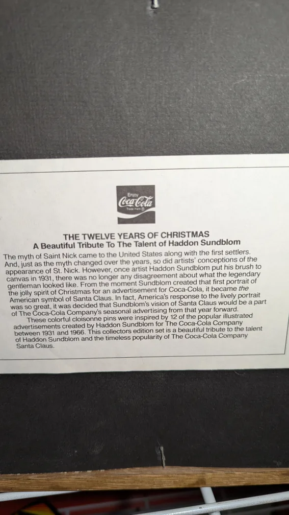 Vintage Coca-Cola Twelve Years of Christmas Framed Pin Set 🇨🇦 image indicator(7)