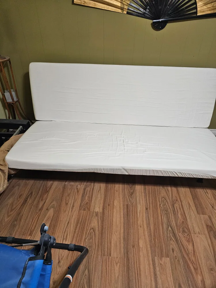 White Futon Metal  Frame & Mattress Double size image indicator(2)