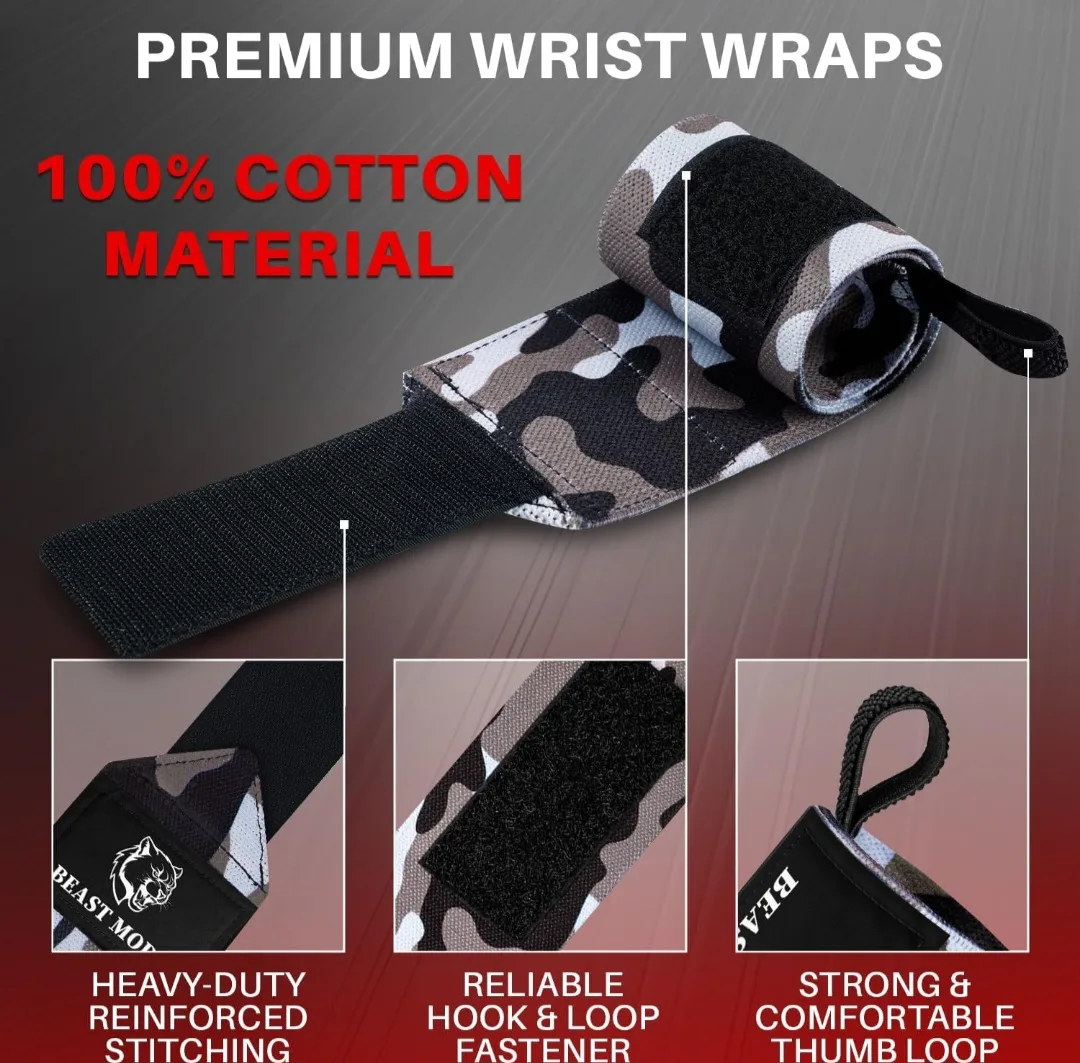 New TECEUM 12" Black Camo Wrist Wraps image indicator(8)