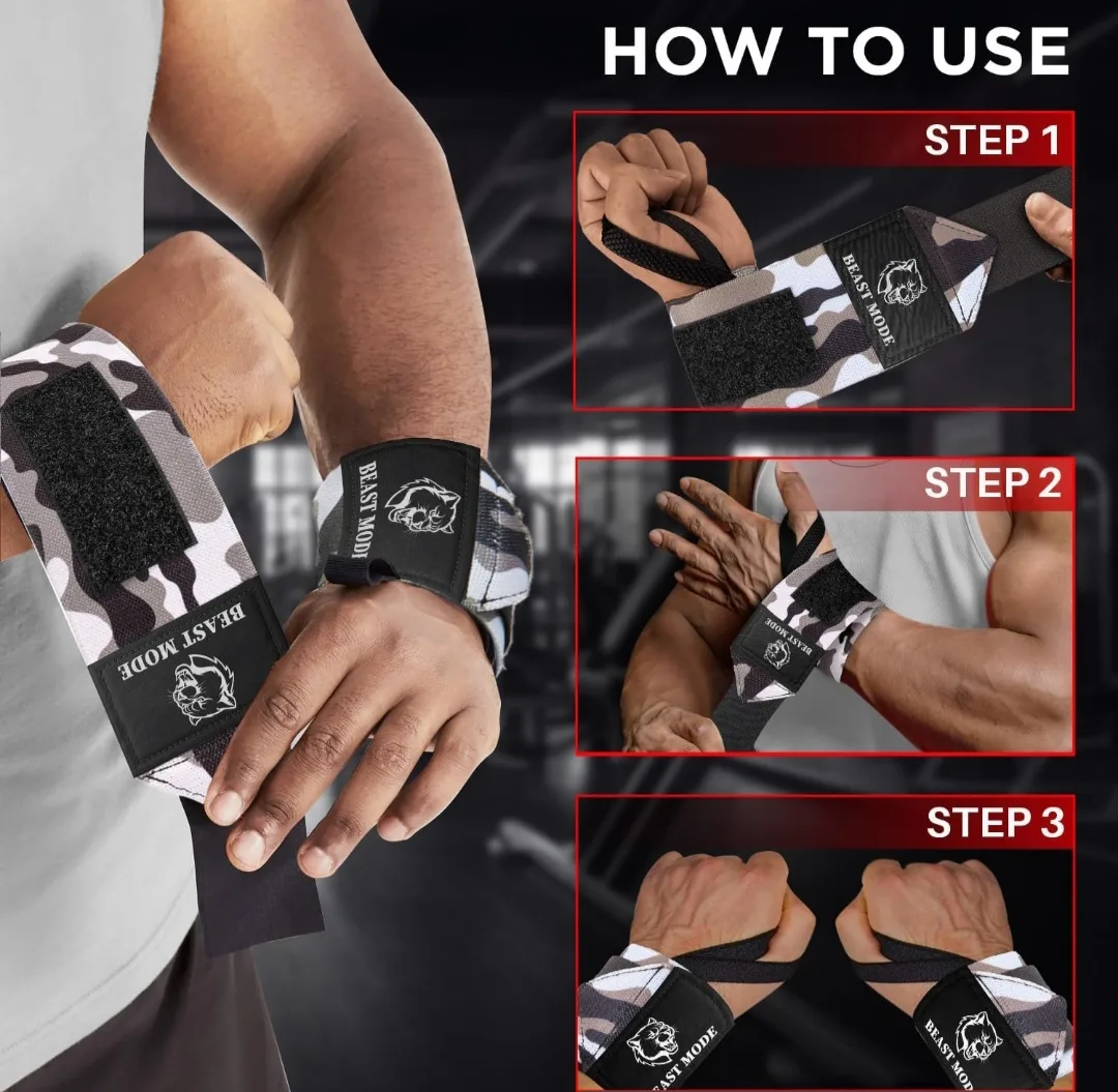 New TECEUM 12" Black Camo Wrist Wraps image indicator(9)