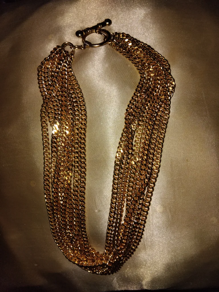 Gold Multi-Strand Chain Necklace thumbnail