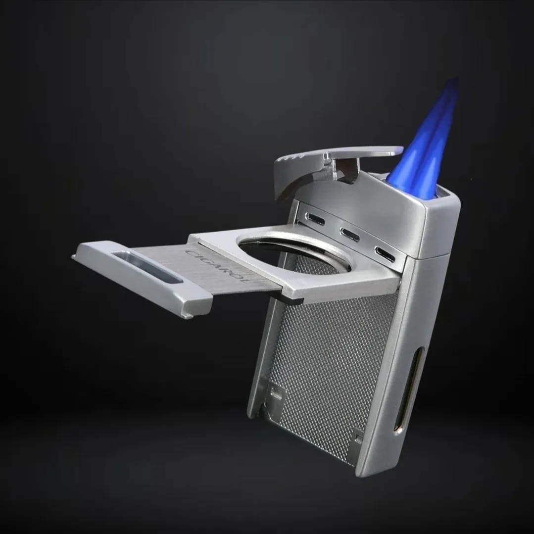 Cigarol Premium 2 in 1 Cigar Cutter & Jet Flame Lighter - Silver image indicator(10)