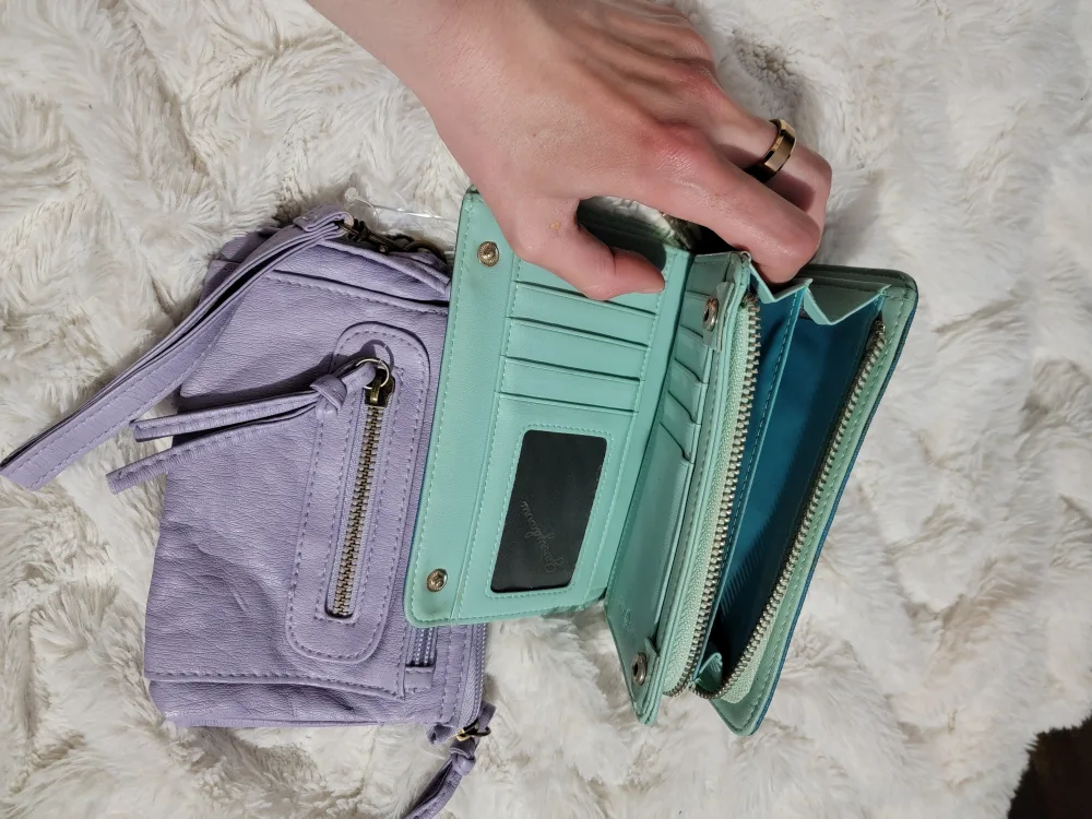Two Wristlet Wallets - Blue and Lavender thumbnail