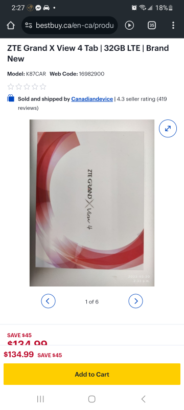 ZTE Grand X View 4 Tab | 32GB LTE | Brand New