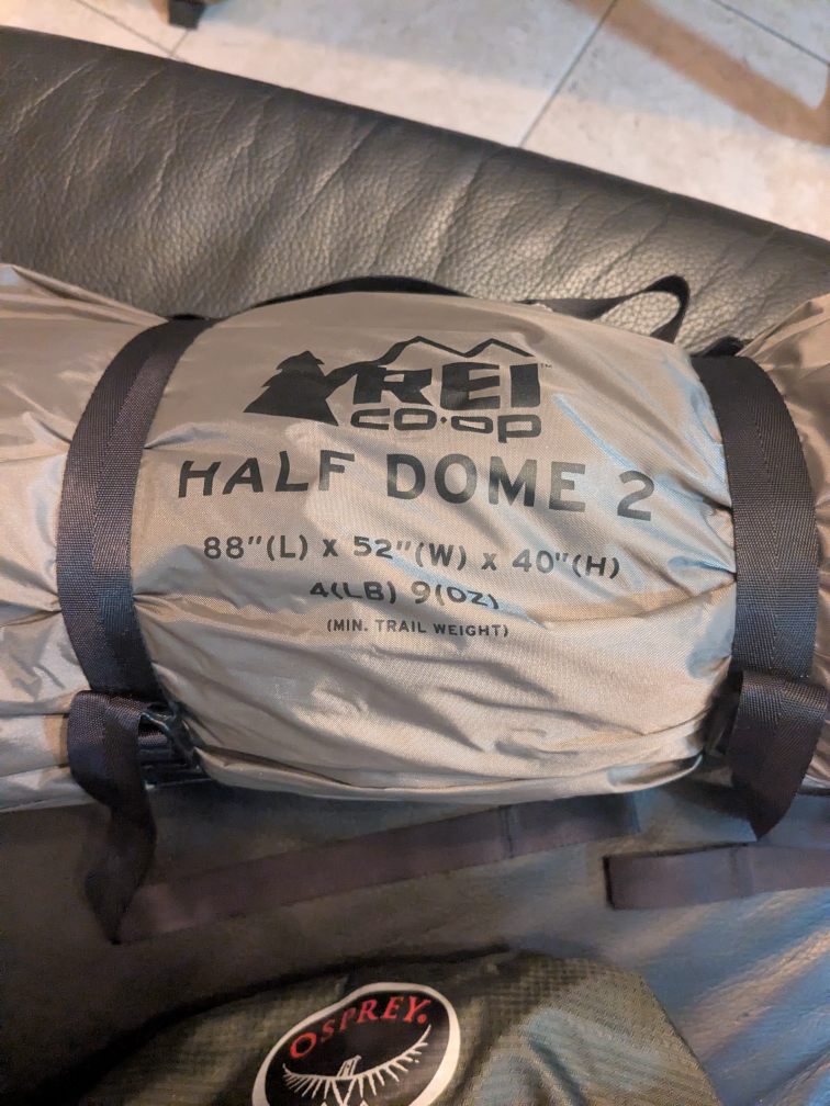 REI Co-op Half Dome 2 Tent + Osprey Backpack + sleeping pad