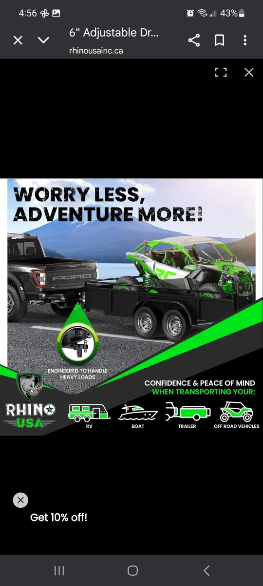 RHINO USA 6" Adjustable Drop Hitch brand new in box image indicator(5)