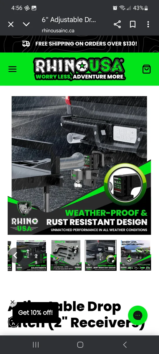 RHINO USA 6" Adjustable Drop Hitch brand new in box image indicator(6)