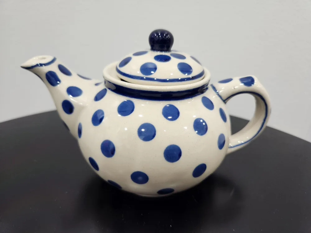 Blue & White Polka Dot Teapot thumbnail