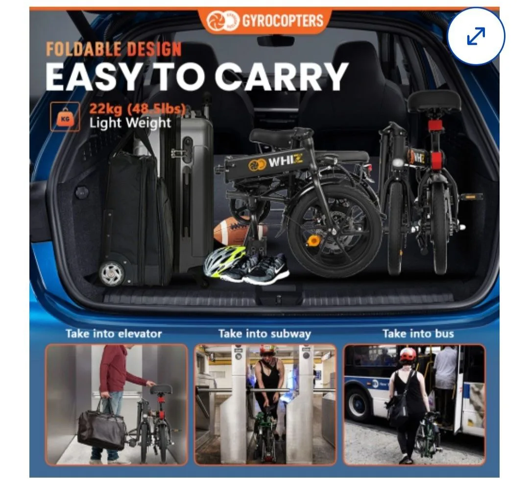 WHIZ Foldable Electric Bike - Like New! image indicator(3)