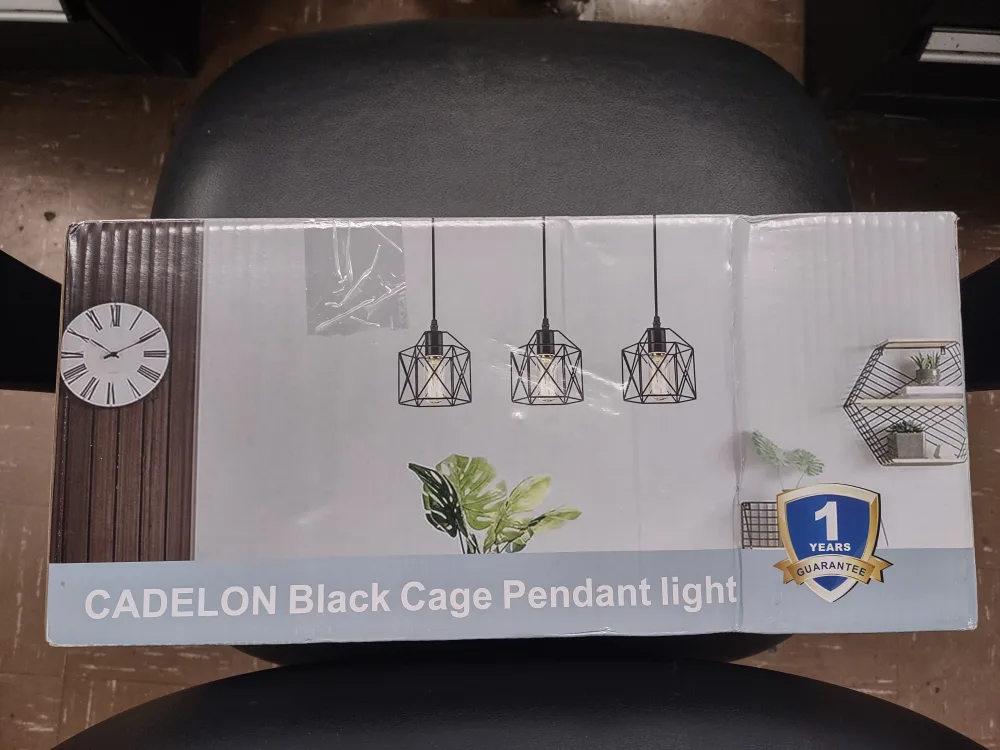 CADELON Black Cage Pendant Light - New in Box thumbnail