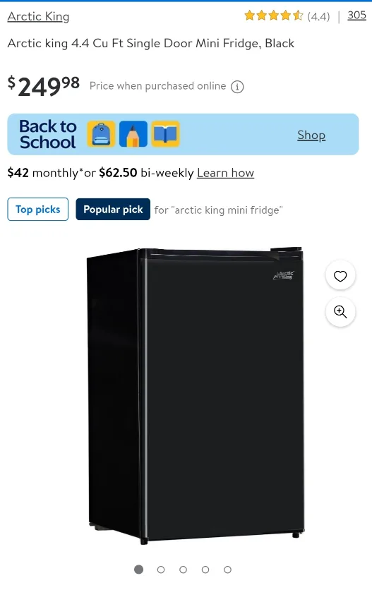 Arctic King 4.4 Cu Ft Mini Fridge - Black thumbnail