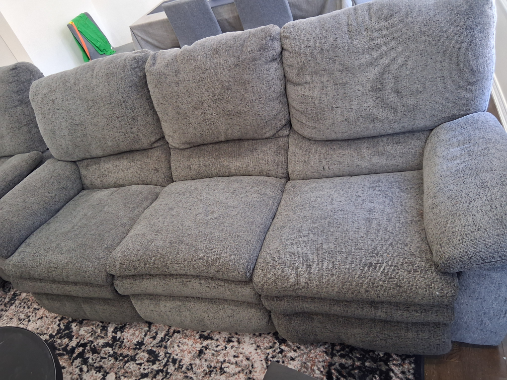 Grey Fabric Reclining Sofa and Chair Set - photo 2