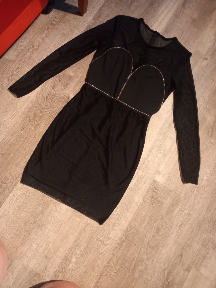 Black Long Sleeve mesh Mini Dress