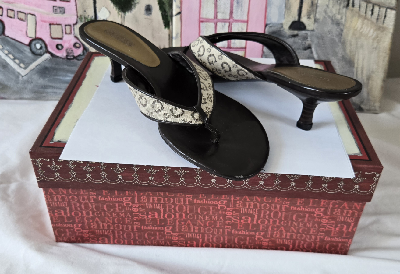 GUESS Kitten Heel Slide-On Sandals