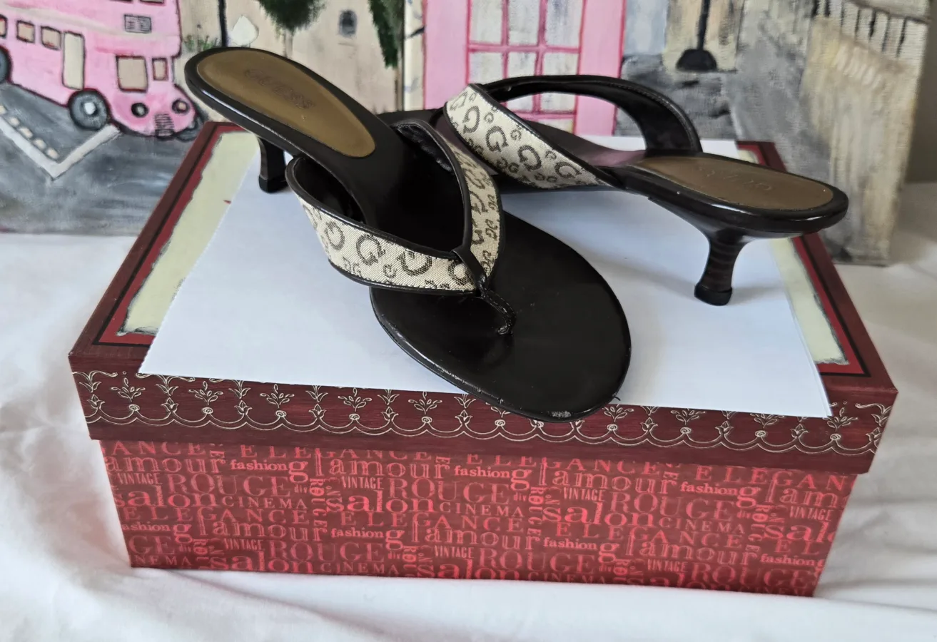 GUESS Kitten Heel Slide-On Sandals