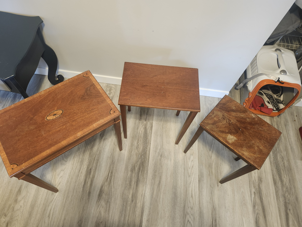 Set of 3 Vintage Wooden Side Tables - photo 5