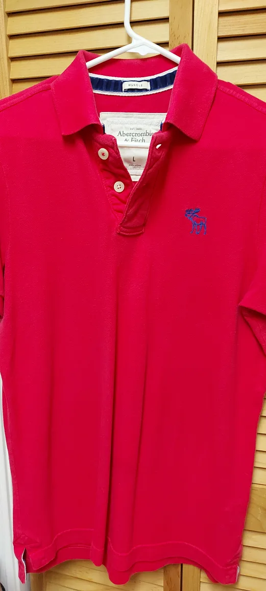 Abercrombie & Fitch Red Muscle Polo - Size L thumbnail