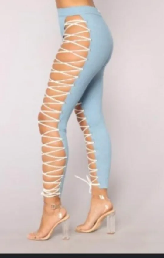 Lace-Up Denim Pants image indicator(2)