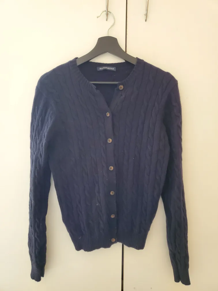 Brandy Melville Navy Blue Cable Knit Cardigan thumbnail