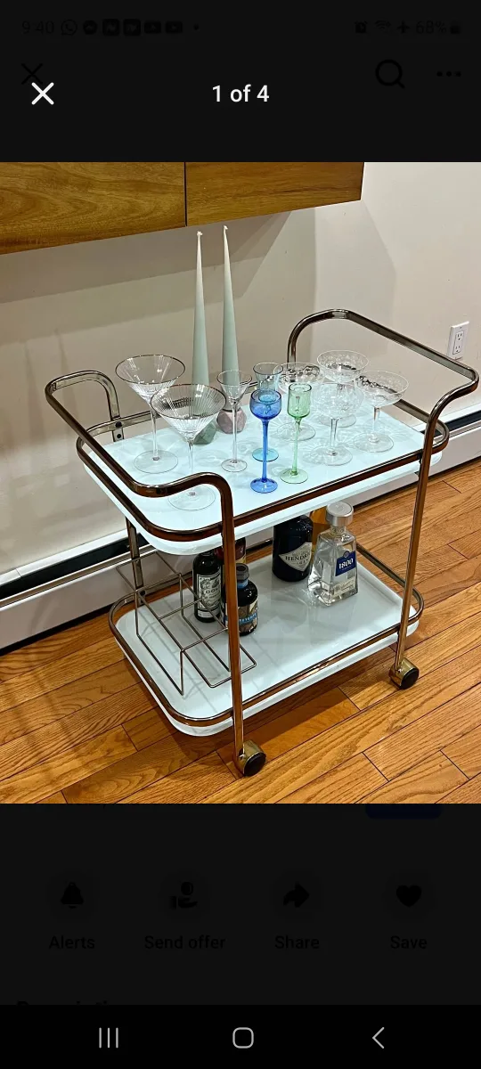 Rolling Gold Rose Bar Cart thumbnail