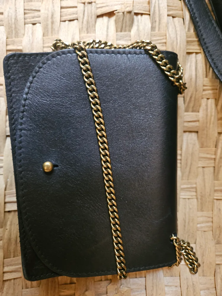 Elegant Black Leather Wallet with Gold Chain thumbnail