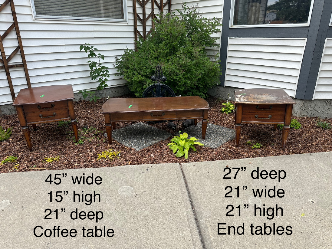 Vintage Brown Wood Coffee & End Tables