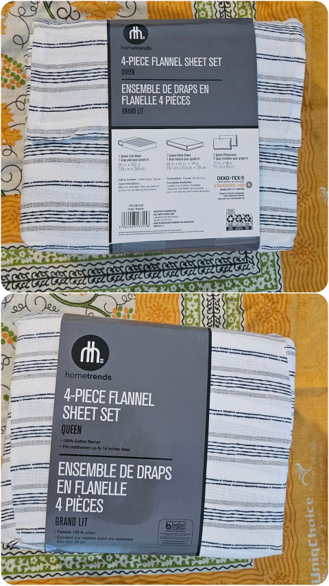Hometrends Queen Flannel 4-Piece Sheet Set - NEW