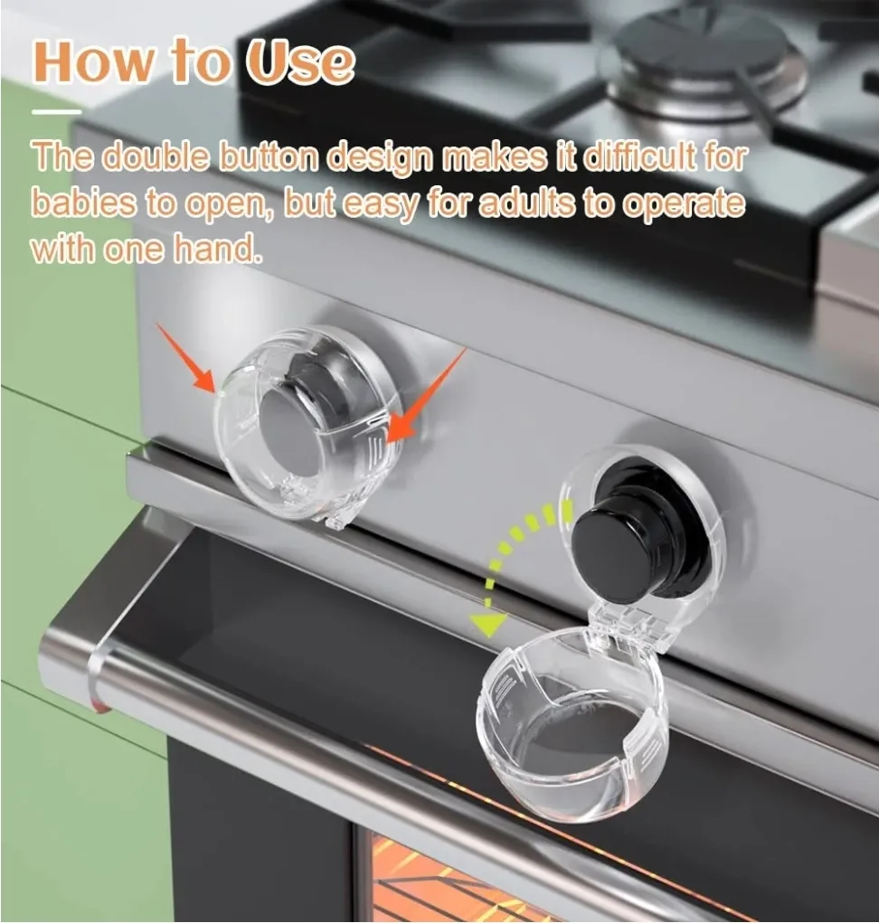 Brand New Safety Stove Gas Knob Covers & Childproof Oven Lock image indicator(4)
