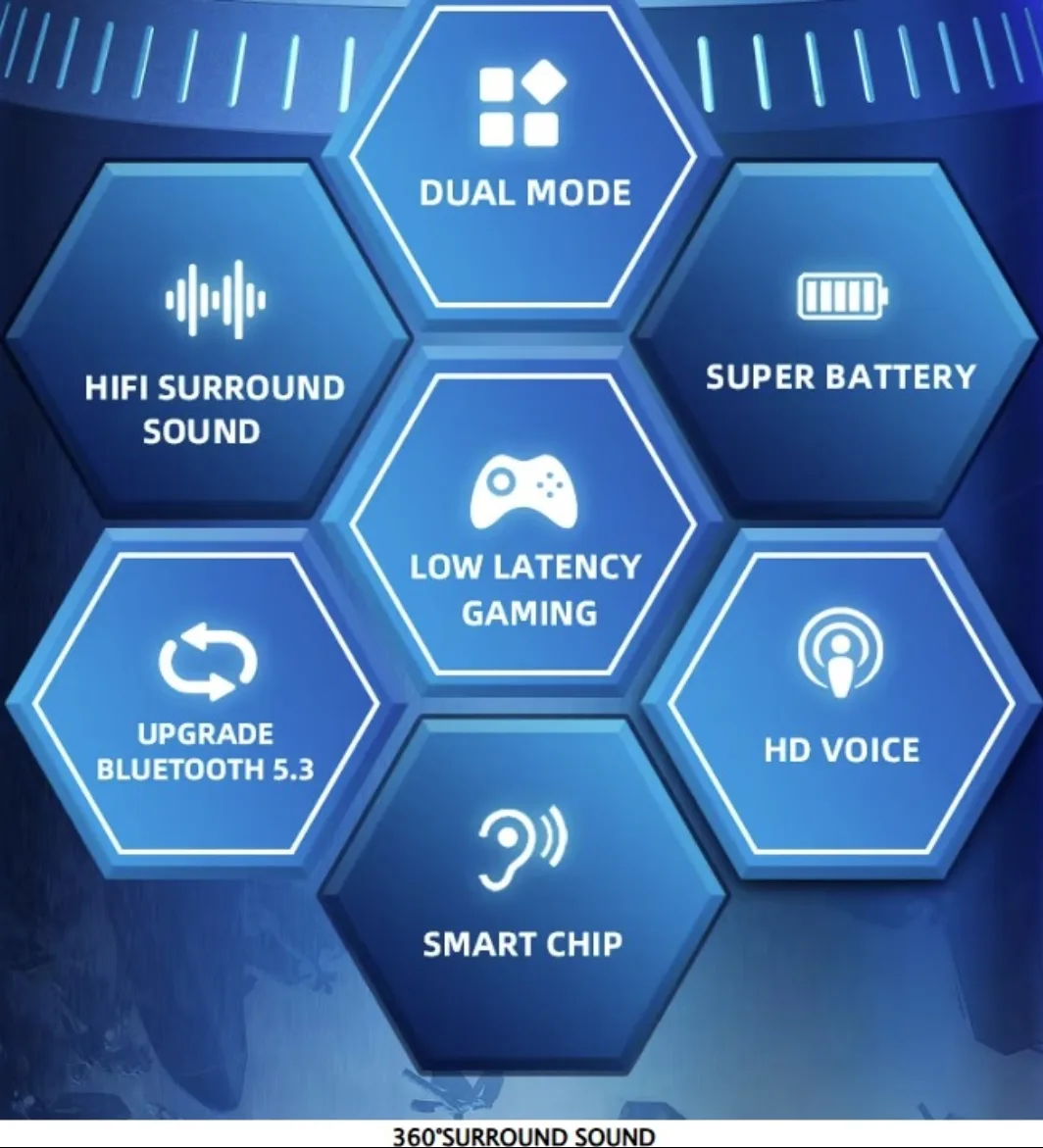 Lenovo Gaming Wireless Earphones Earbuds Bluetooth headset image indicator(5)