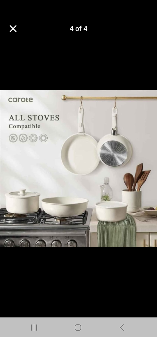 CAROTE 11-pcs Non Stick Cookware Set, Cream White - photo 4