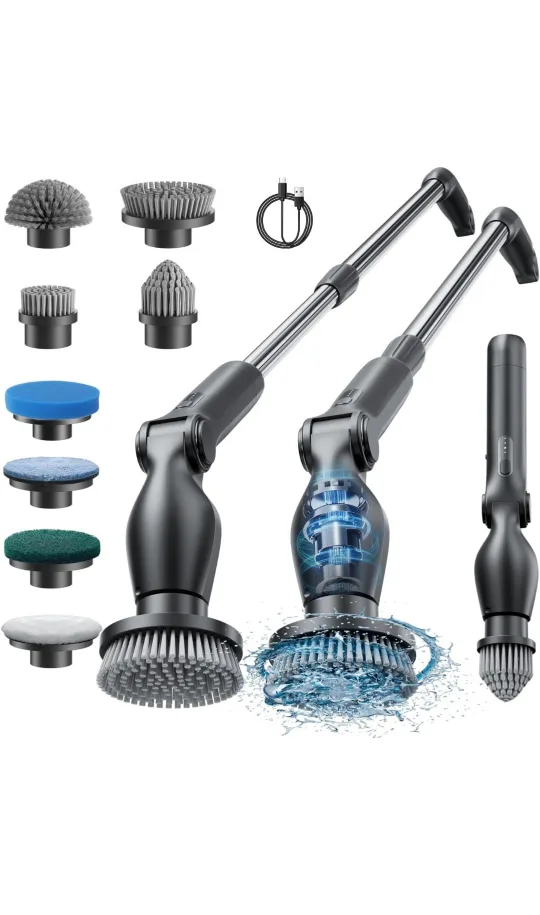 Electric Spin Scrubber with Extendable Handle, used thumbnail