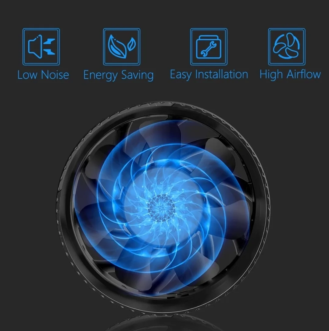 Hon&Guan 4" Inline Booster Duct Fan w/ Speed Controller, 130 CFM image indicator(8)