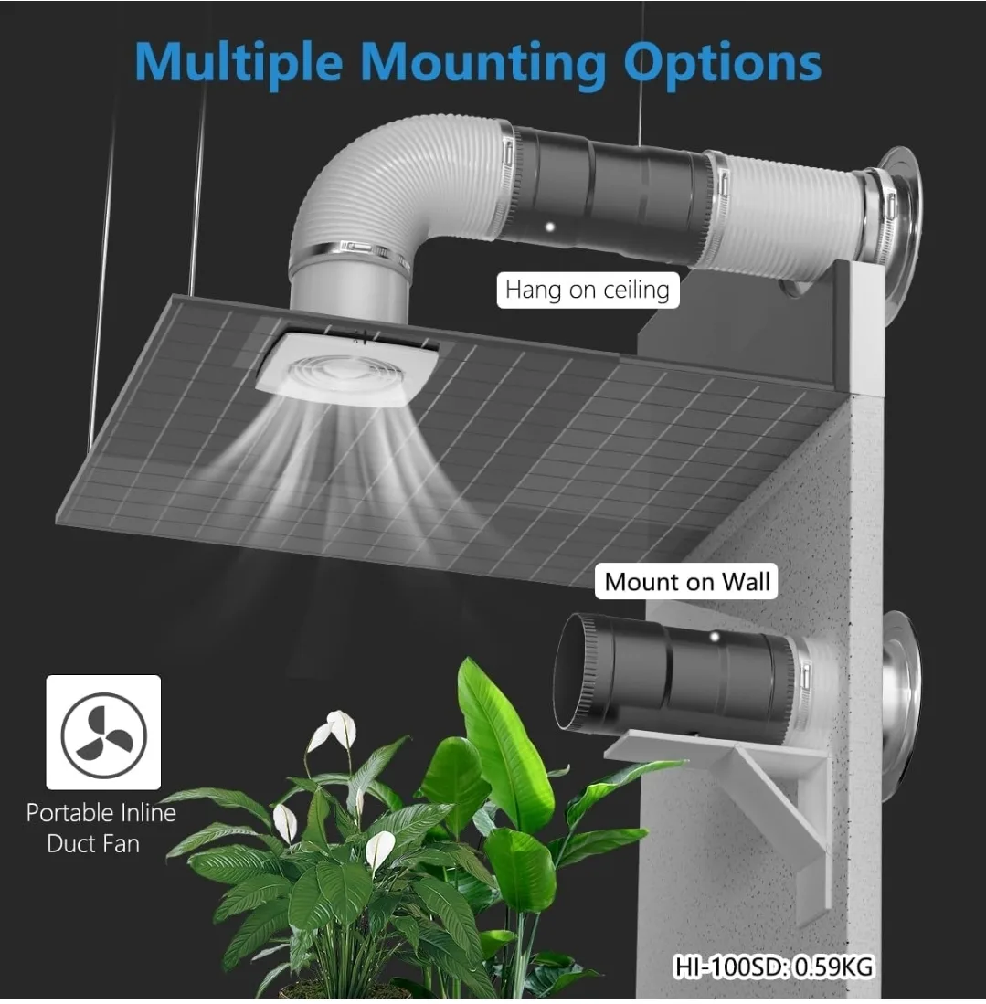 Hon&Guan 4" Inline Booster Duct Fan w/ Speed Controller, 130 CFM image indicator(10)