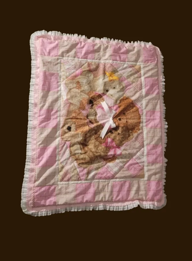 Pink & Beige Teddy Bear Baby Quilt thumbnail