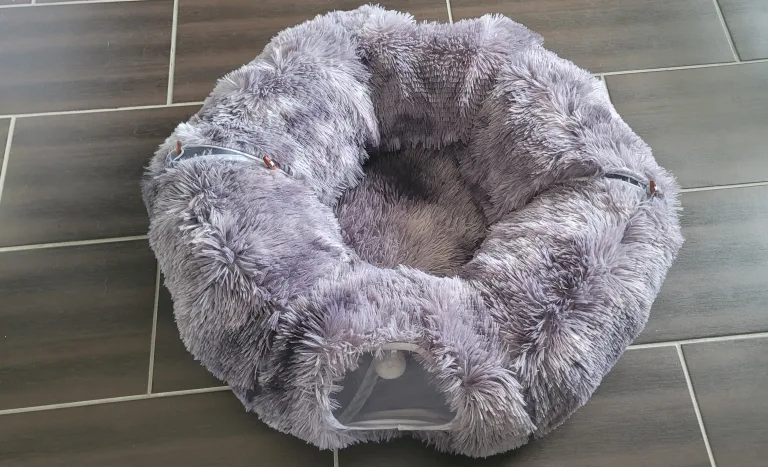 Odoland Large Grey Collapsible Indoor Cat Tunnel