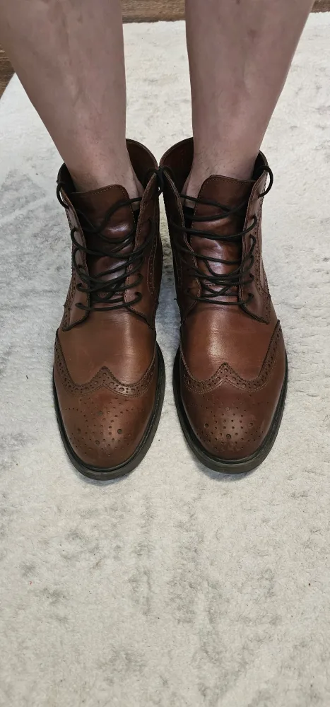 Stafford Brown Leather Wingtip Boots Size 12 thumbnail