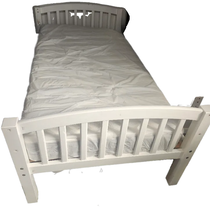 White Single Bed Frame & Mattress thumbnail