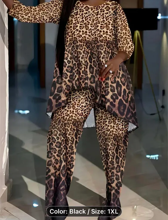 Leopard Print Outfit & Sandals - Size 1X & 7 thumbnail