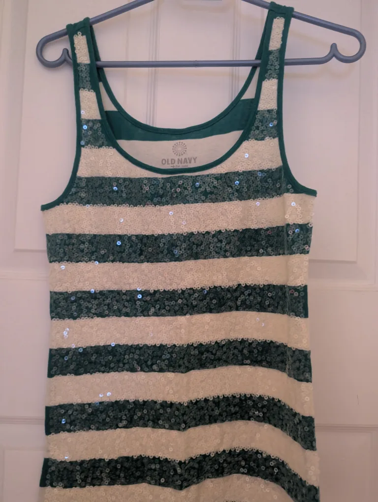 Old Navy Sequin Striped Tank Top - M thumbnail