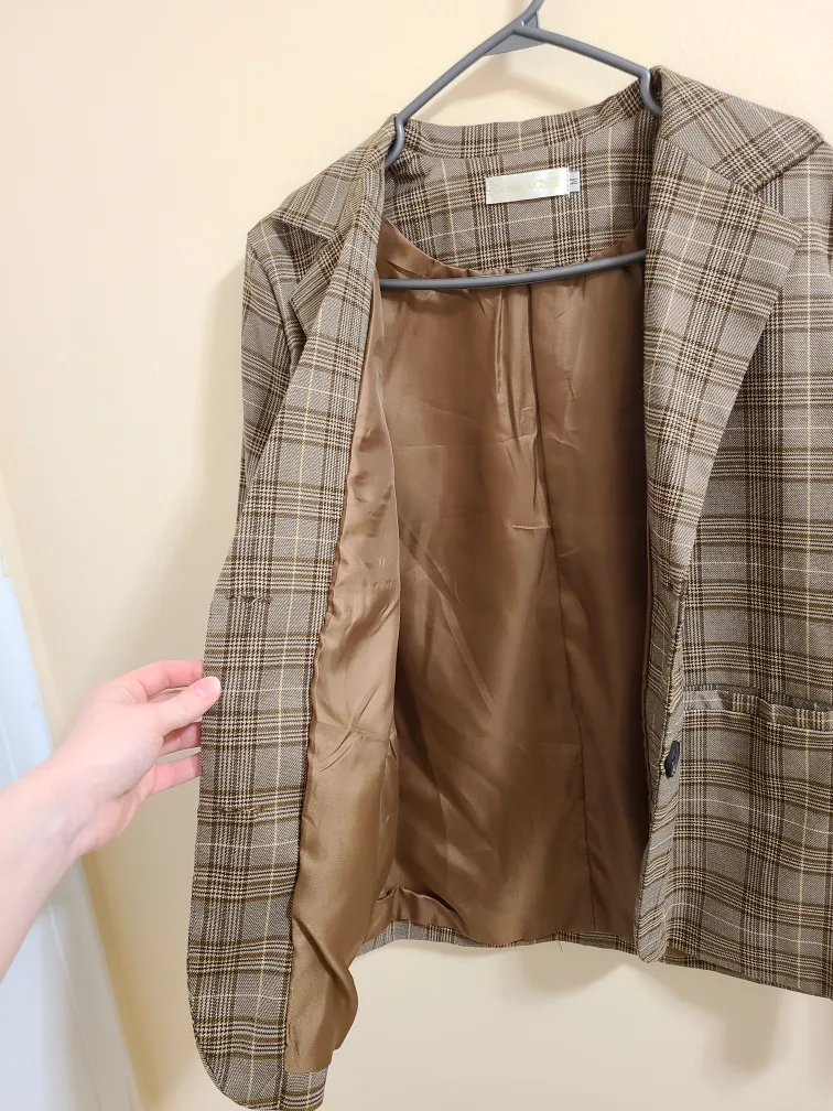 Brown Plaid Blazer&Skirt Set image indicator(6)