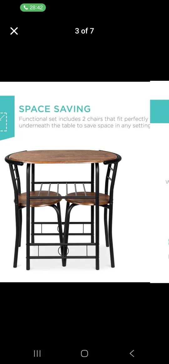 Dining, Desk, Game Table Set with 2 Chairs image indicator(2)