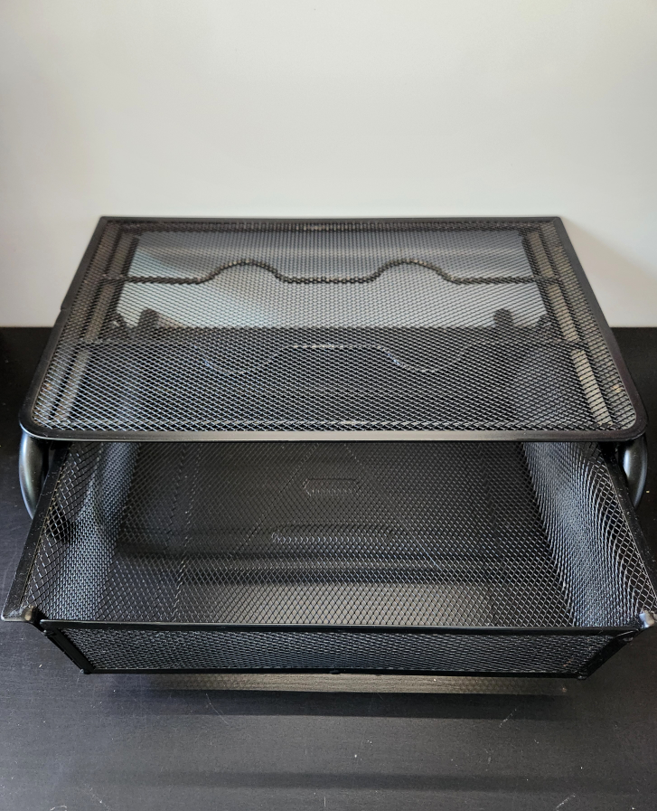 Black Mesh Monitor Stand with Drawer - photo 2