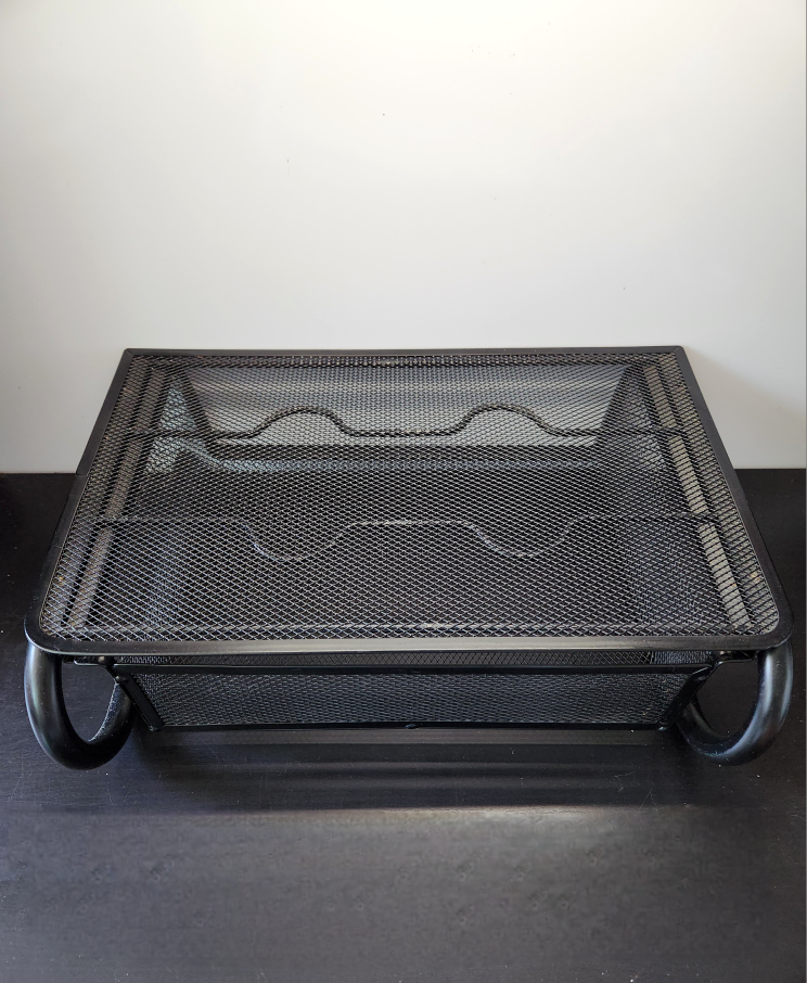 Black Mesh Monitor Stand with Drawer - photo 3