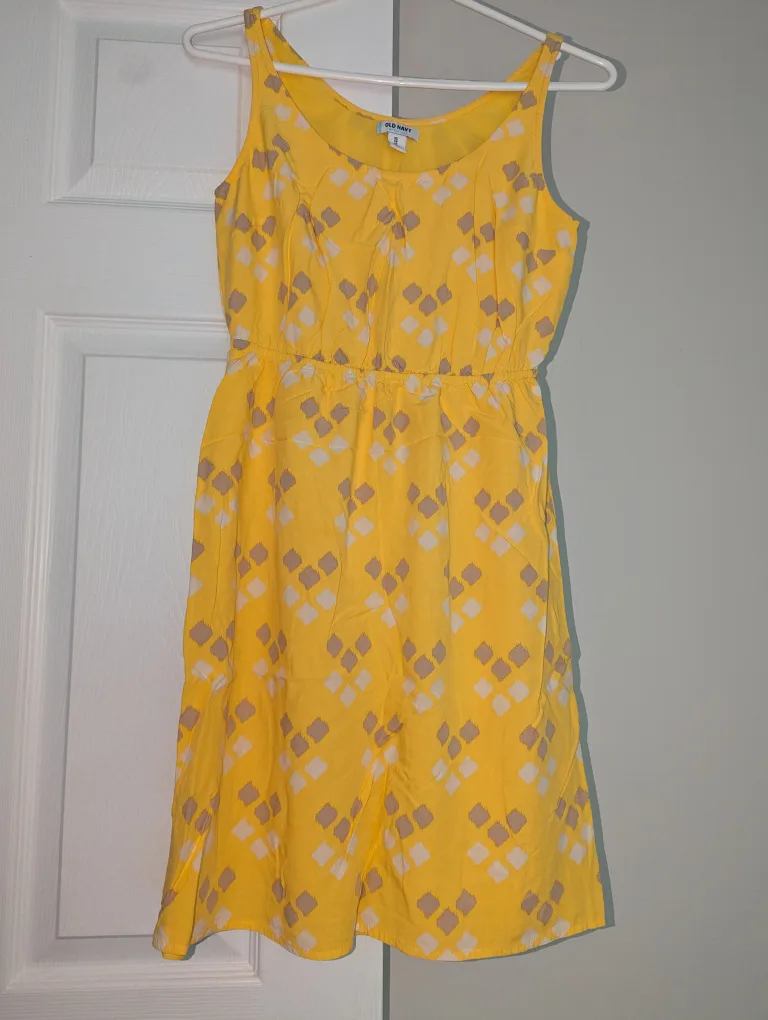 Old Navy Yellow Diamond Dress - Size XS thumbnail