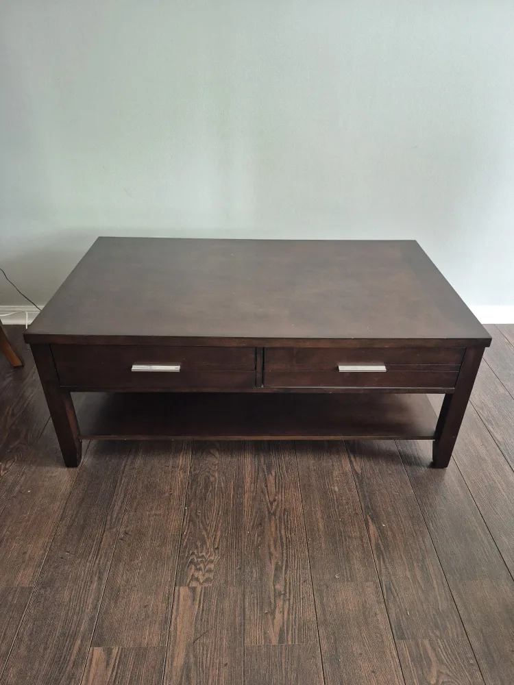 Dark Brown Coffee Table with Drawers thumbnail
