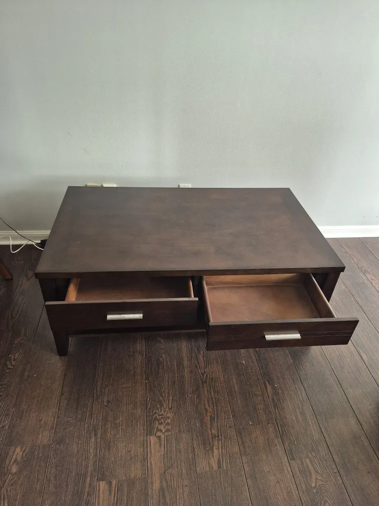 Dark Brown Coffee Table with Drawers image indicator(2)